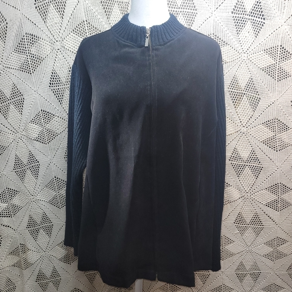 Black Zip-Up Cardigan Size 1X women's petite